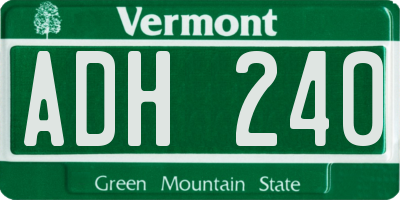 VT license plate ADH240