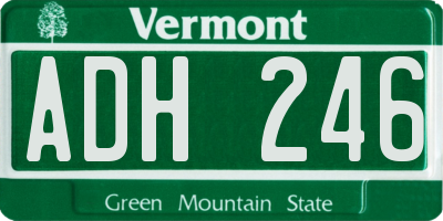 VT license plate ADH246