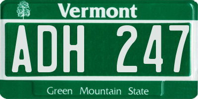VT license plate ADH247