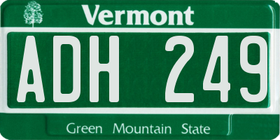 VT license plate ADH249
