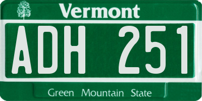 VT license plate ADH251