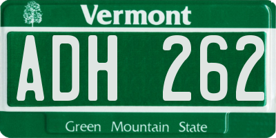 VT license plate ADH262