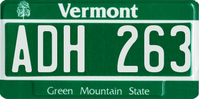 VT license plate ADH263