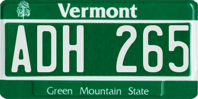 VT license plate ADH265