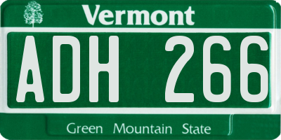 VT license plate ADH266