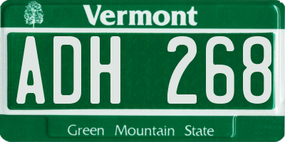 VT license plate ADH268