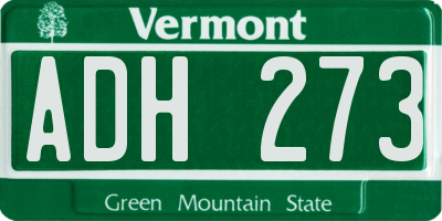 VT license plate ADH273
