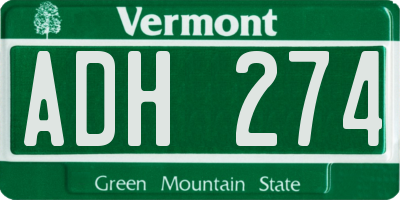VT license plate ADH274