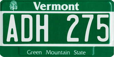 VT license plate ADH275