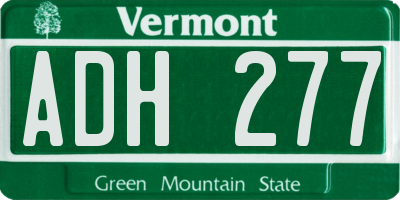 VT license plate ADH277