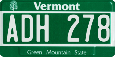 VT license plate ADH278