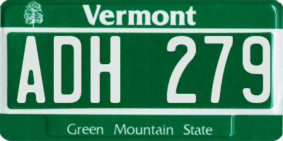 VT license plate ADH279