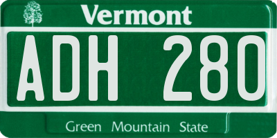 VT license plate ADH280