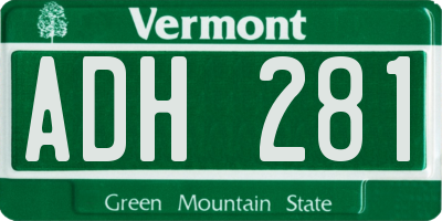 VT license plate ADH281