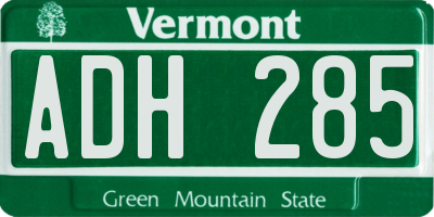 VT license plate ADH285