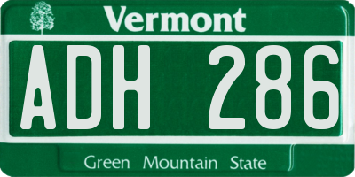 VT license plate ADH286