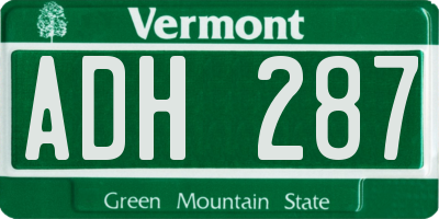 VT license plate ADH287