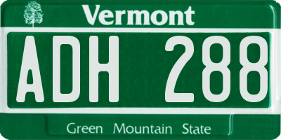 VT license plate ADH288