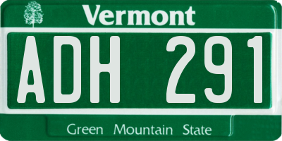 VT license plate ADH291