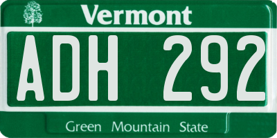VT license plate ADH292