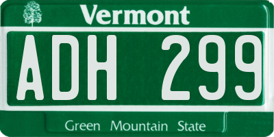 VT license plate ADH299