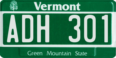 VT license plate ADH301