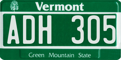 VT license plate ADH305