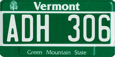VT license plate ADH306