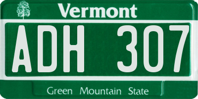 VT license plate ADH307