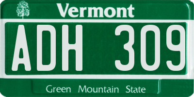 VT license plate ADH309