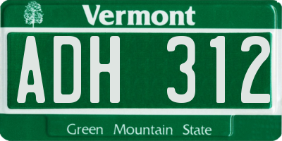 VT license plate ADH312