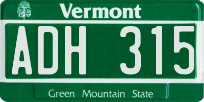 VT license plate ADH315