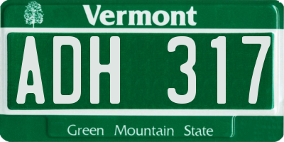 VT license plate ADH317