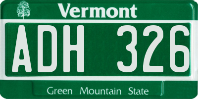 VT license plate ADH326