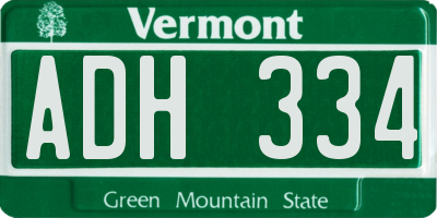 VT license plate ADH334