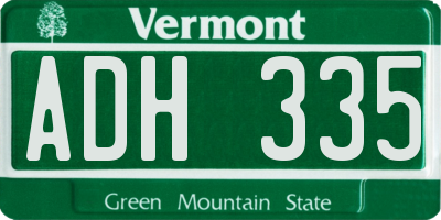 VT license plate ADH335