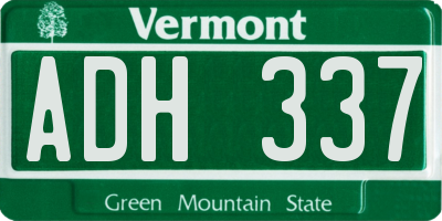 VT license plate ADH337