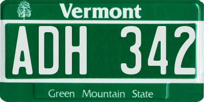 VT license plate ADH342