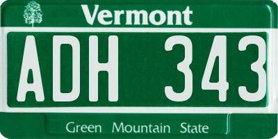 VT license plate ADH343