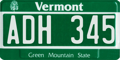 VT license plate ADH345