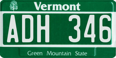 VT license plate ADH346