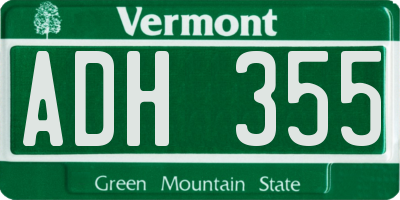 VT license plate ADH355