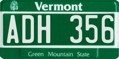 VT license plate ADH356