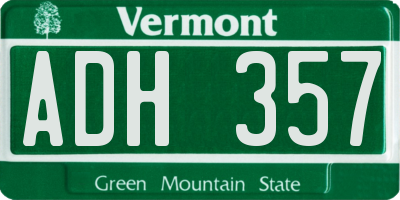 VT license plate ADH357