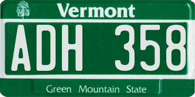 VT license plate ADH358