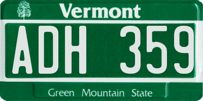 VT license plate ADH359