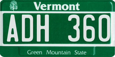 VT license plate ADH360