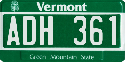 VT license plate ADH361
