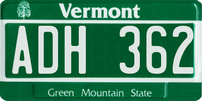 VT license plate ADH362