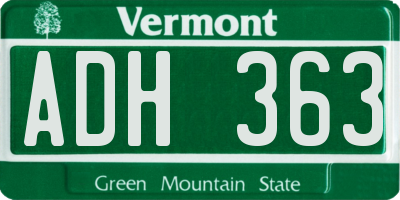 VT license plate ADH363